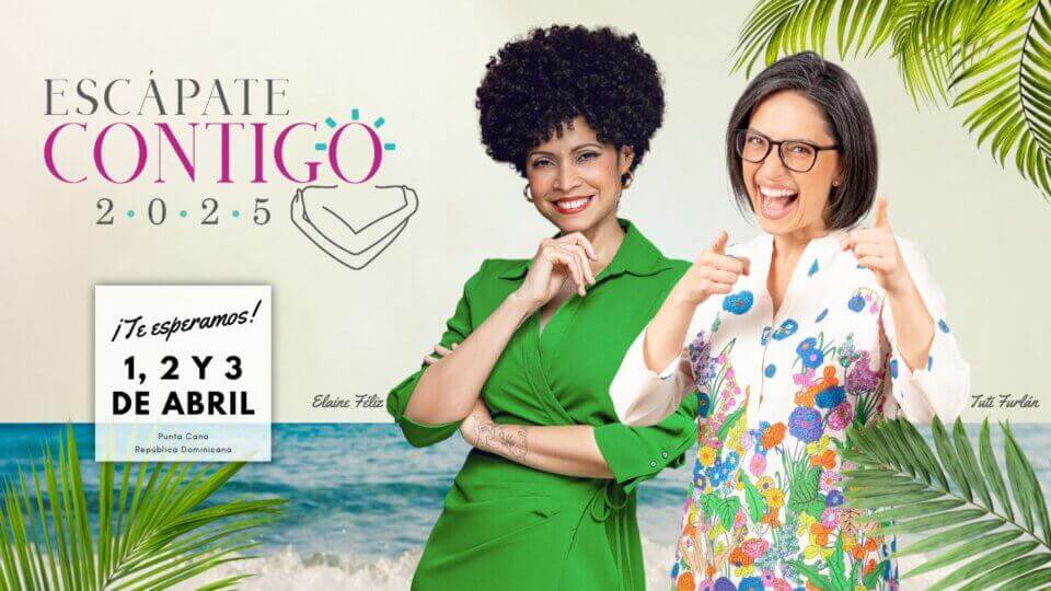 Imagen de Elaine Féliz y Tuti Furlán en el anuncio de Escápate Contigo de abril 2025